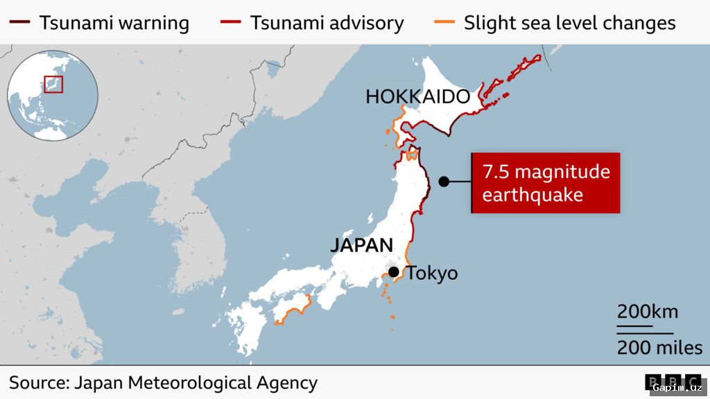 🌊⚠️ Yaponiyada kuchli zilzila va sunami xavfi ortmoqda