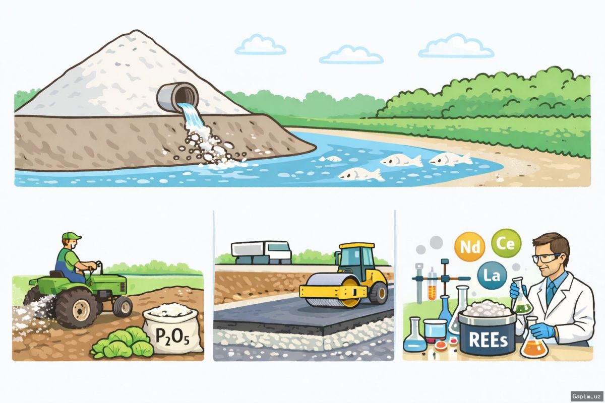 🏭♻️ O‘zbekistonda fosfogips chiqindilaridan sulfat kislotasi ishlab chiqarish loyihasi boshlanmoqda