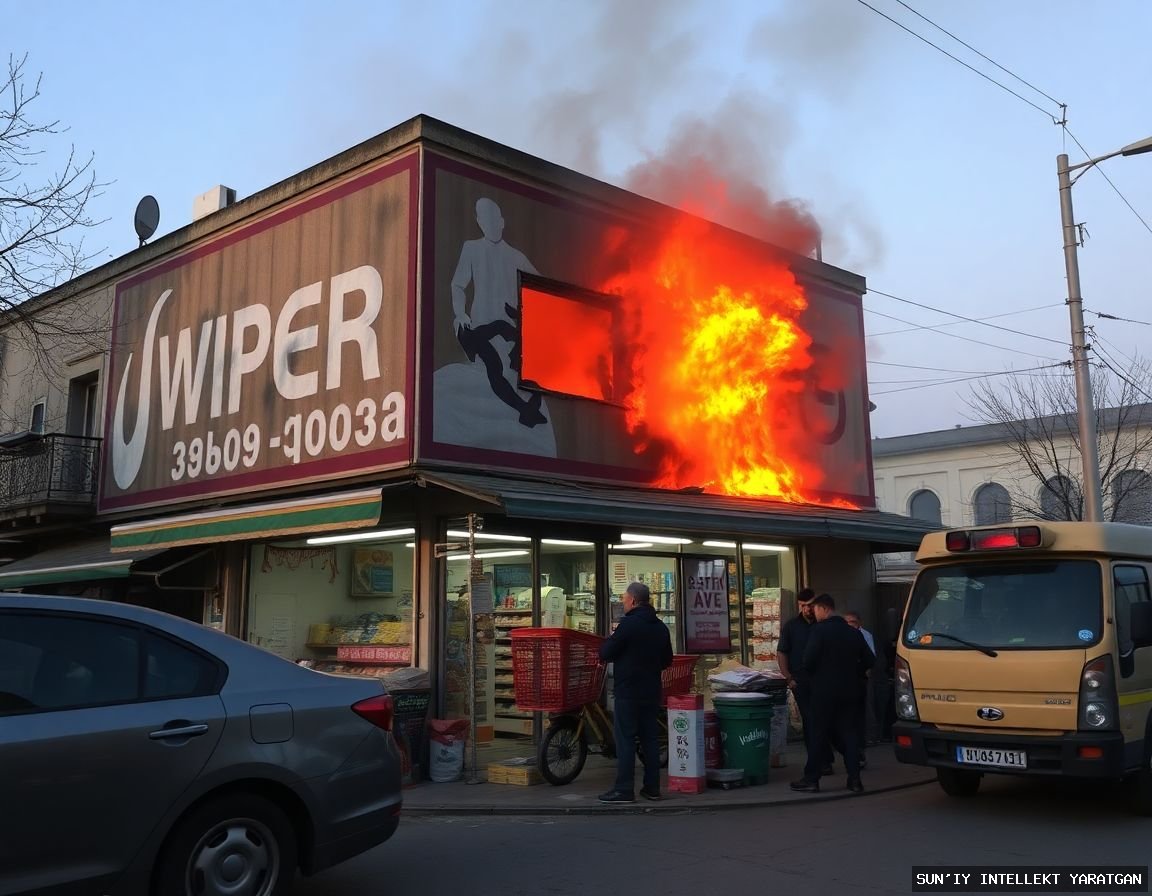В центре Ташкента ночью сгорел продуктовый магазин