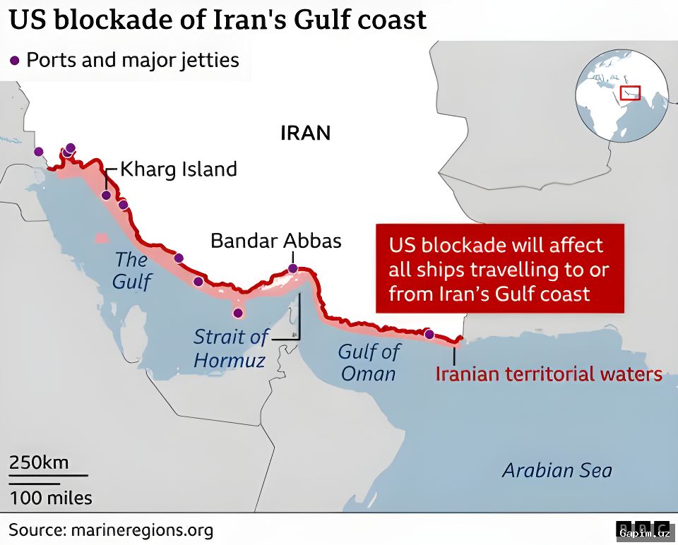 ⚓️🛢️ AQSh: Hormuz bo‘g‘ozidan o‘tish uchun Eronga to‘lov to‘lagan yuk tashuvchilarga sanksiya qo‘llaniladi