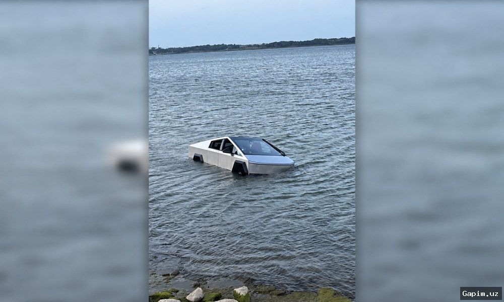 🚗🌊 Tesla Cybertruck haydovchisi ko‘lga cho‘mgani uchun hibsga olindi
