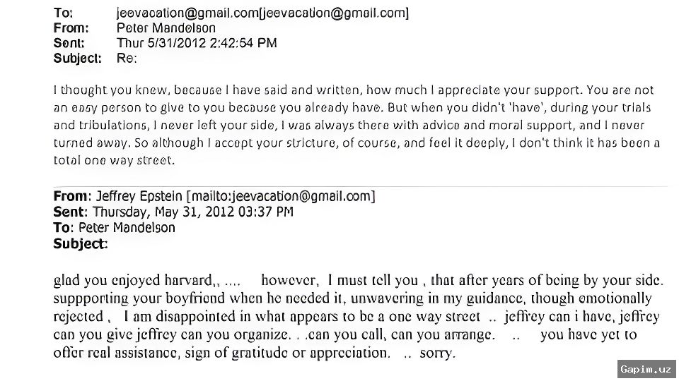 🔞🏛️ Связи британского политика Питера Мандельсона с Джеффри Эпштейном: попытка организовать визит 15-летней девочки на Даунинг-стрит, 10