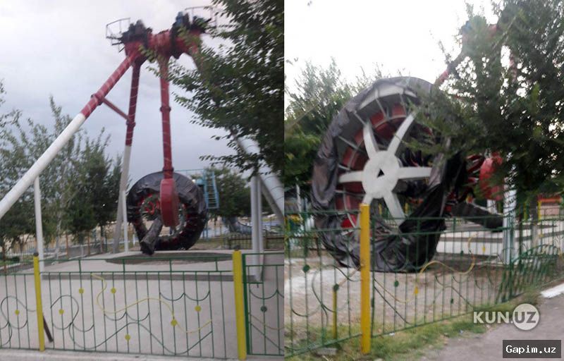 🎢⚠️ Andijondagi “Bog‘ishamol” parkida attraksion qulab, odamlar jarohatlandi